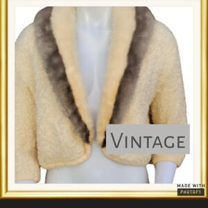 Vintage‎ Fur collar sweater M